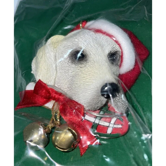 Kurt Adler Yellow Lab Slipper Dog Santa Hat Bells Christmas Holiday Ornament NEW - Picture 2 of 2